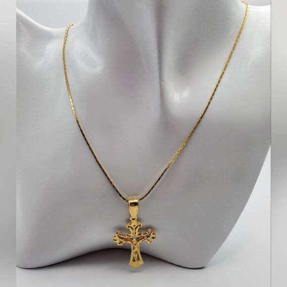 Crucifix cross necklace religious gift idea‎ jewelry N1936 - Picture 1 of 3